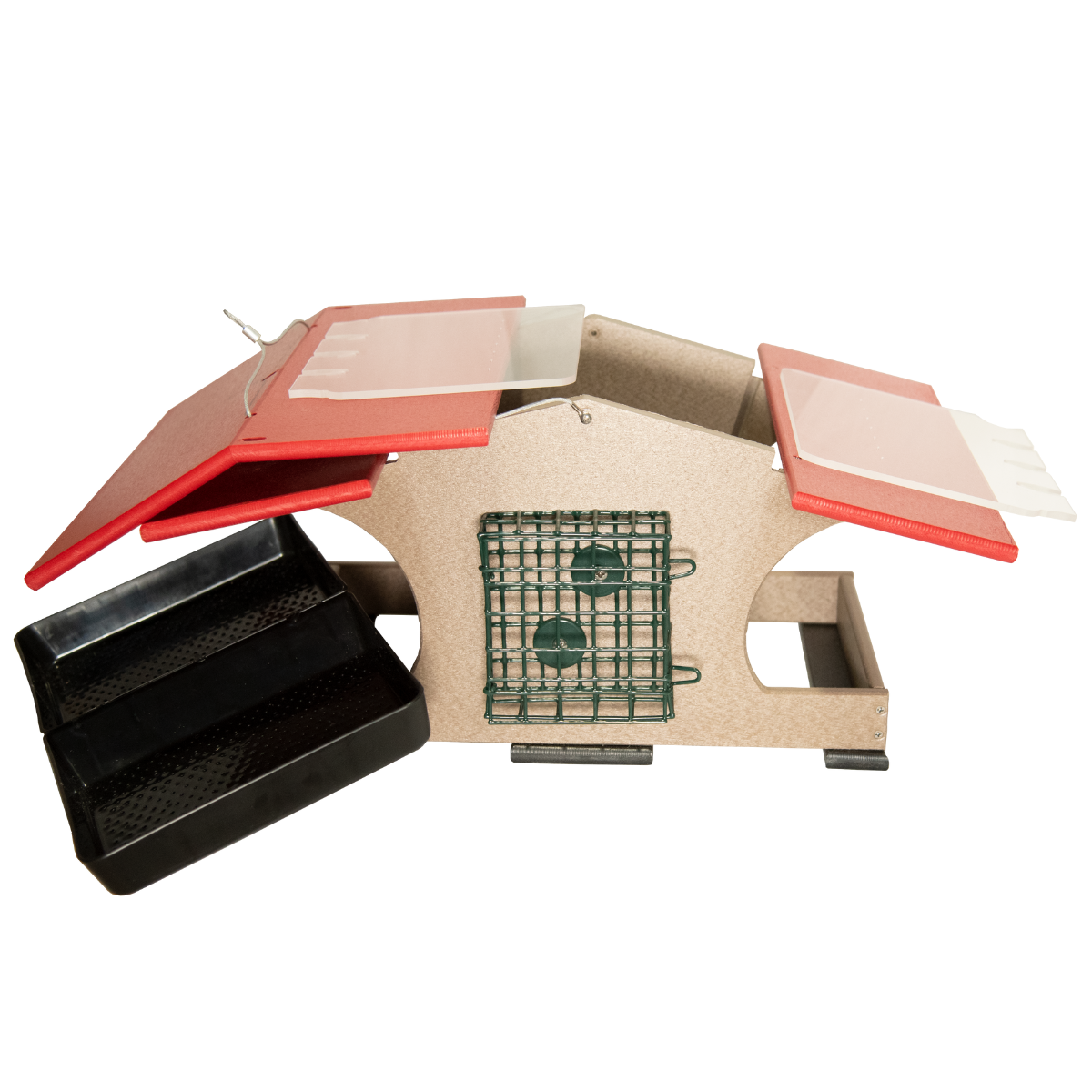 JCS Wildlife Hopper and Suet Feeder with detachable suet cages and easy clean design.