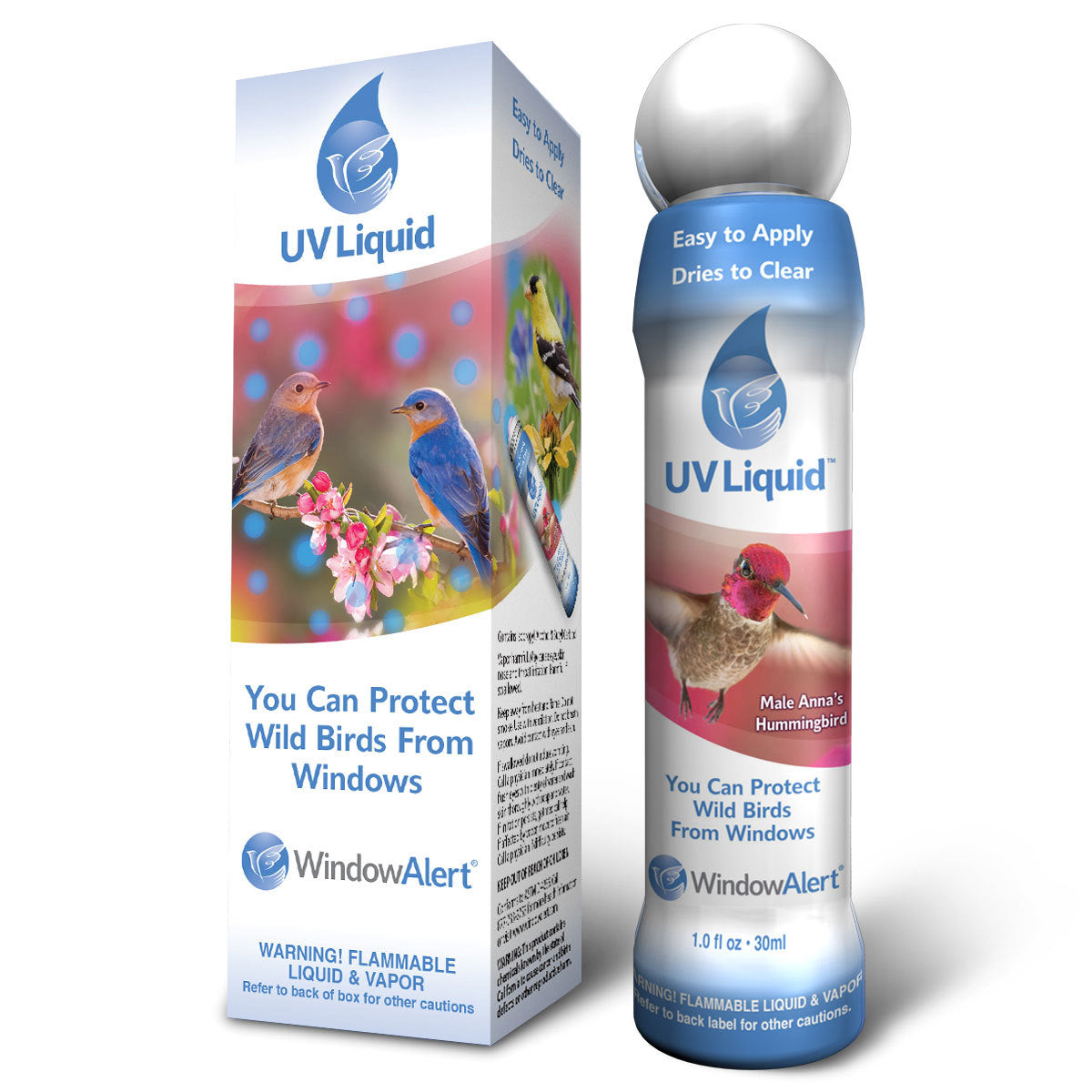 WindowAlert UV Liquid 1oz Bottle with Box – Protect Wild Birds from Window Strikes