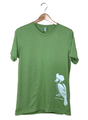 Cotton t-shirt featuring a stylized white bird wearing sunglasses on an olive green background with the text Rare Bird Sightings