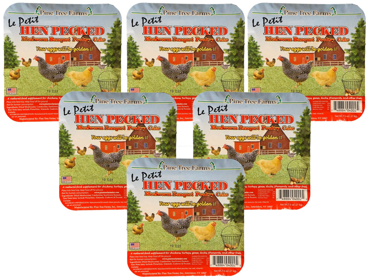 Pine Tree Farms Hen Pecked Mealworm Poultry Cake 7.5 oz packs, great natural food for chickens and other fowl.