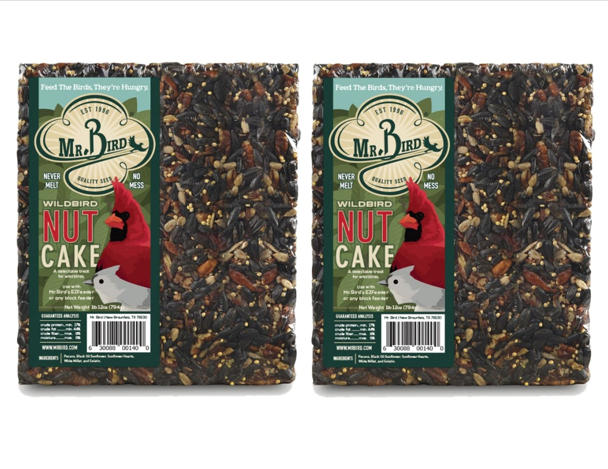 Mr. Bird WildBird Nut Cake XL, premium seed block for birds, featuring nuts, seeds, and festive design, ideal for attracting diverse birds.