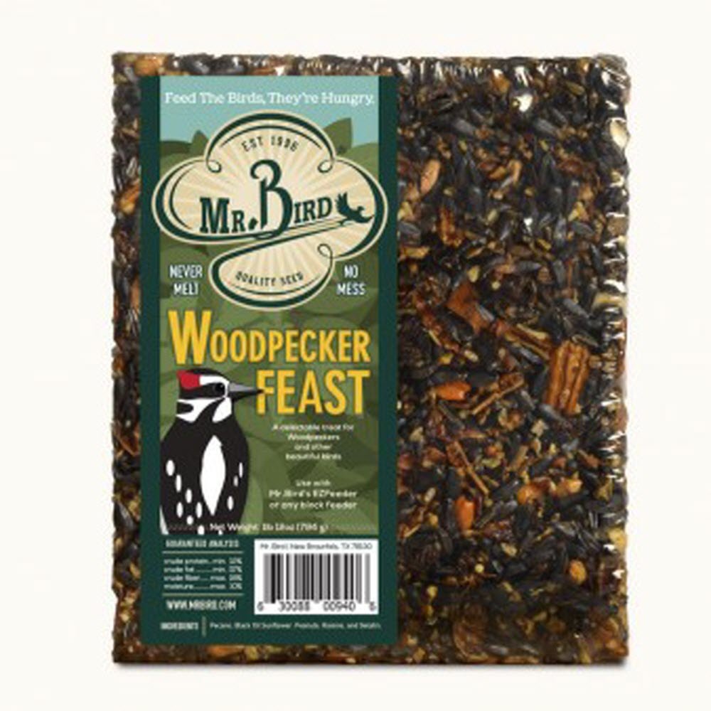 Mr. Bird Woodpecker Feast wild bird seed block with nutritious mix for backyard birds, 1 lb. 12 oz.