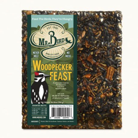 Mr. Bird Woodpecker Feast wild bird seed block with nutritious mix for backyard birds, 1 lb. 12 oz.