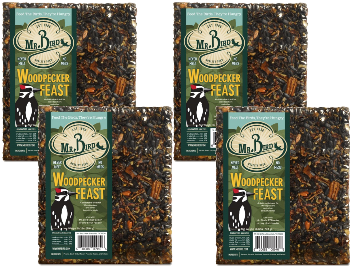 Mr. Bird Woodpecker Feast Large Wild Bird Seed Block, 12 pack, 1 lb. 12 oz. nutritious snack for backyard birds.