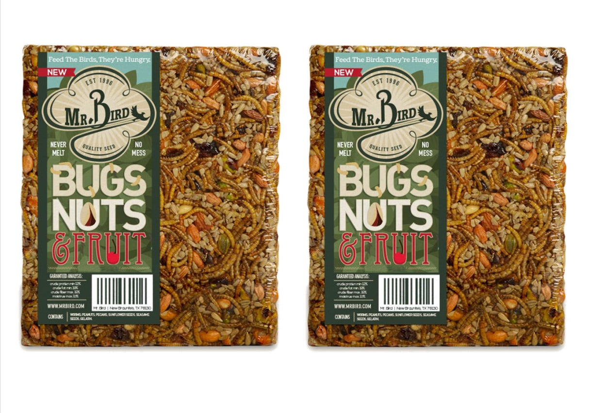 Mr. Bird Bugs, Nuts, & Fruit Large Wild Bird Seed Cake 1 lb 10 oz, perfect blend for attracting wild birds.