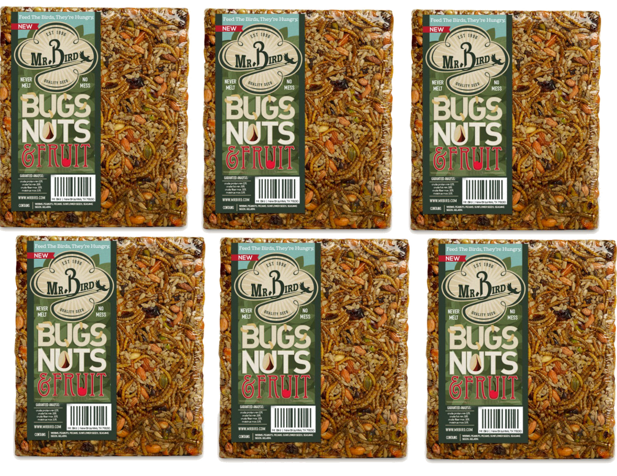 Mr. Bird Bugs, Nuts, & Fruit Large Wild Bird Seed Cake 1 lb. 10 oz. packs displayed together.