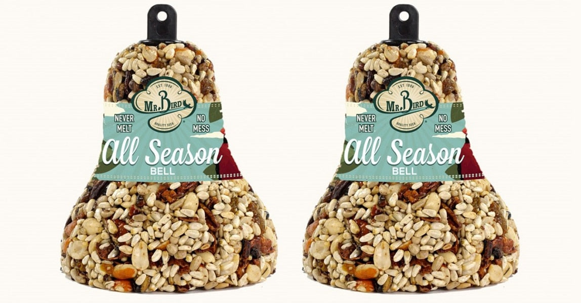 Mr. Bird All Season Fruit & Nut Wild Bird Seed Bell 14 oz. (2 Pack) attract birds and provide no mess feeding.