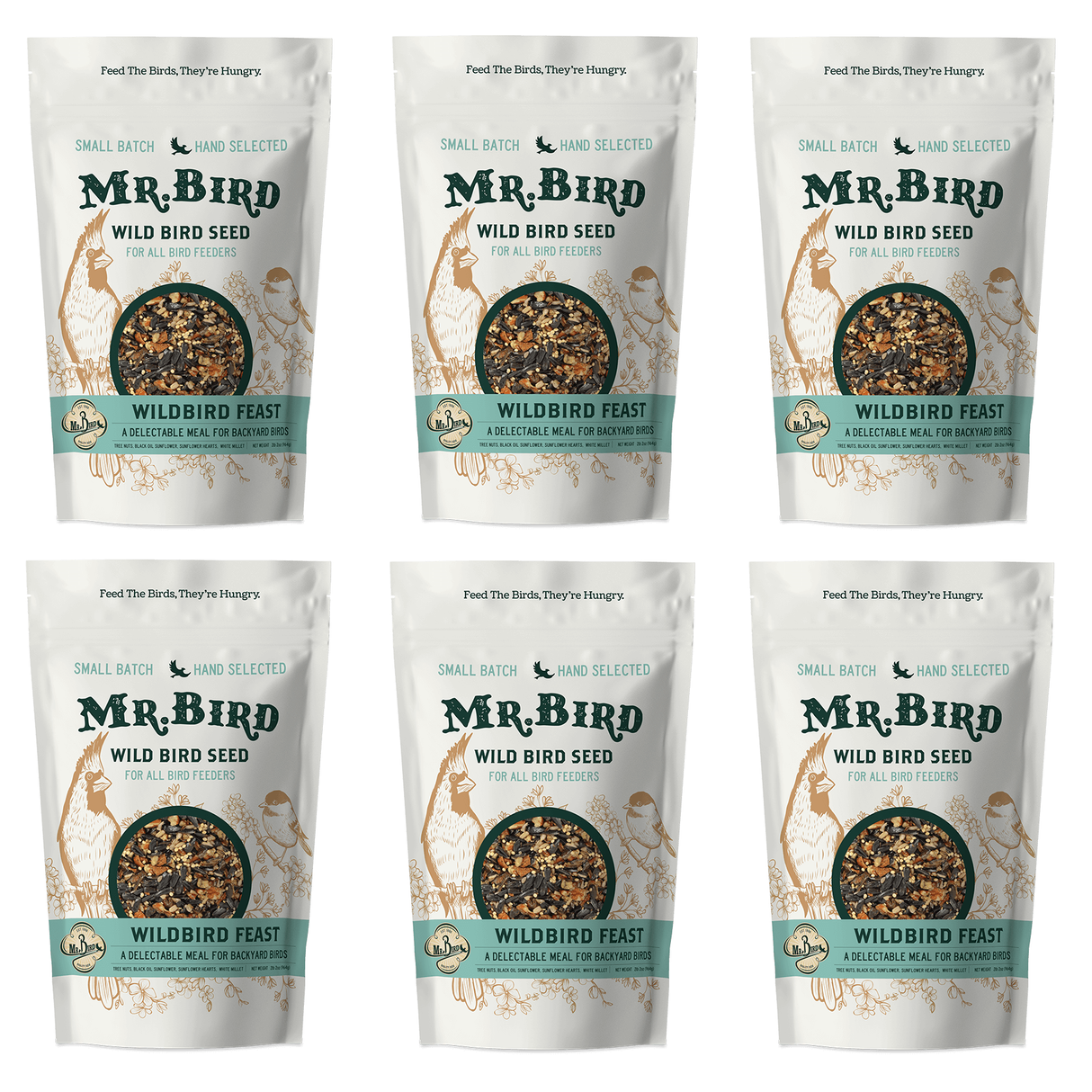 Mr. Bird WildBird Feast Large Loose Seed Bags assortment, 4 lbs each, perfect for feeding various birds.