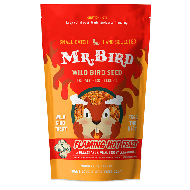 Mr. Bird Flaming Hot Feast Large Loose Seed Bag 4 lbs - spicy bird seed blend for wild birds, keeps squirrels away.