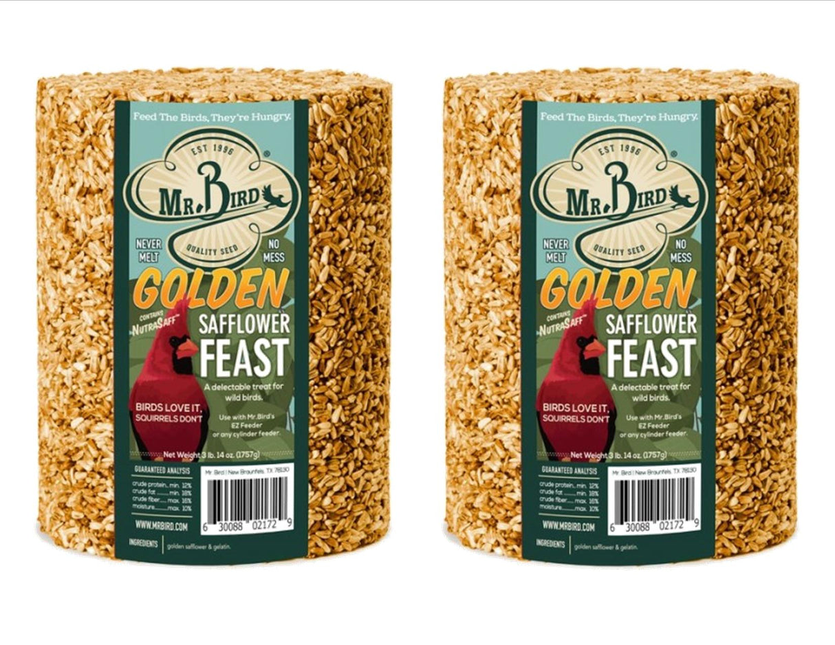 Mr. Bird Golden Safflower Feast Large Wild Bird Seed Cylinder, 62 oz., perfect for attracting a variety of birds.
