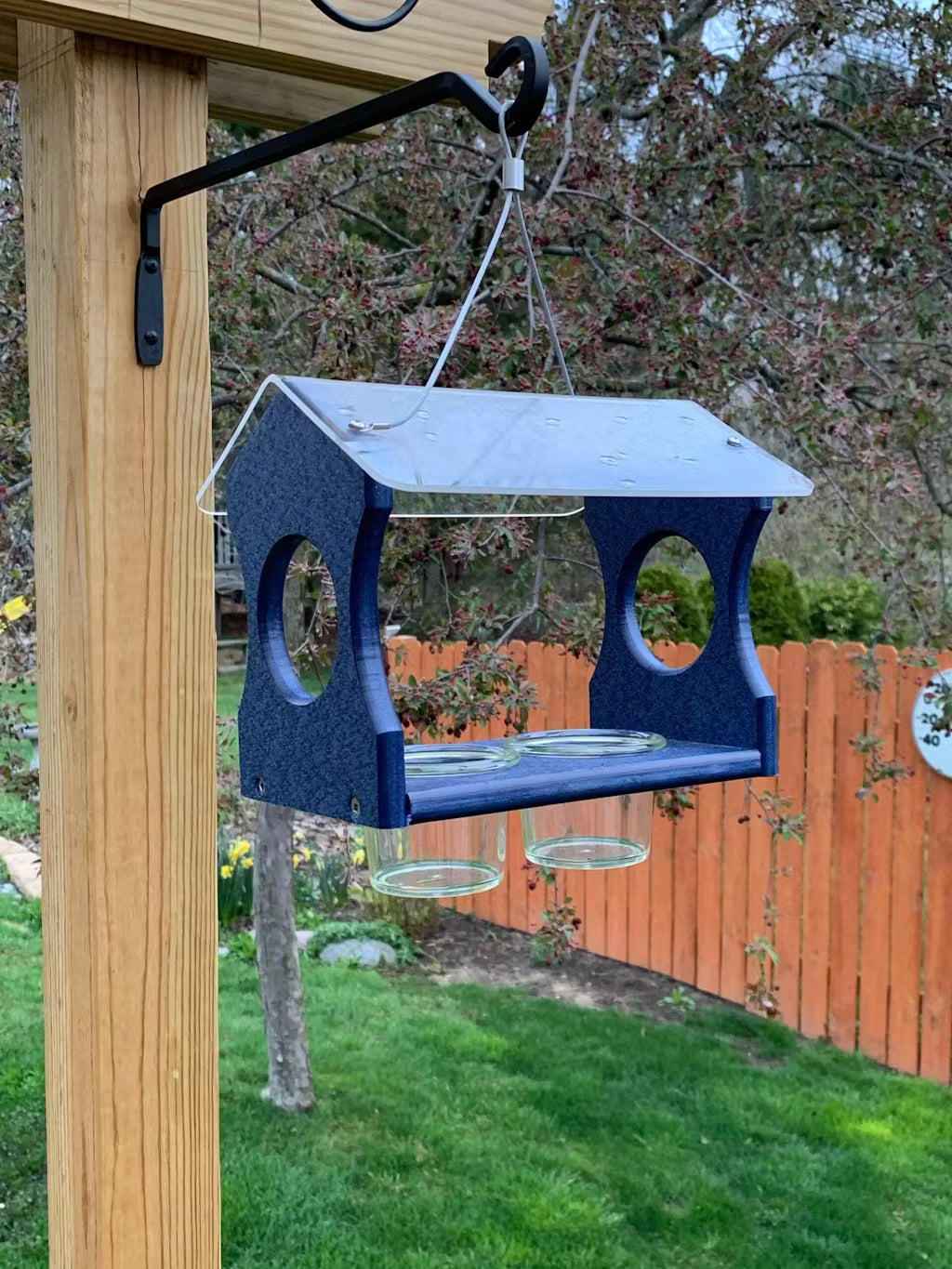 JCs Wildlife Hanging Bluebird Mealworm Feeder - Fly Thru Style Bluebird Feeder - Made in the USA