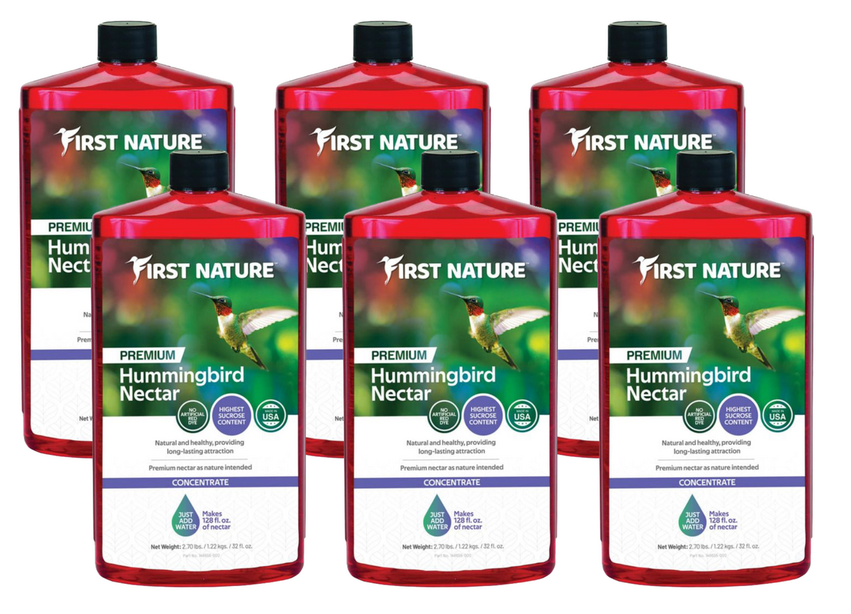 First Nature 3054 Red Hummingbird Nectar Concentrate, 32 oz bottles, makes 1 gallon feed, easy to use, attract hummingbirds