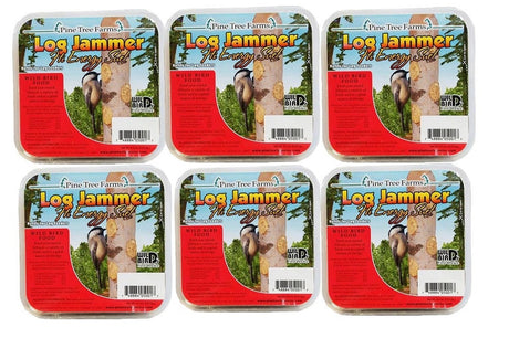 Pine Tree Farms Log Jammers Hi Energy Suet pack featuring six logs to attract various birds.