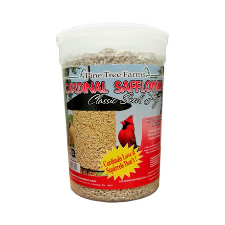 Safflower Classic Seed Log by Pine Tree Farms, 62 oz container, ideal for attracting wild birds like cardinals.