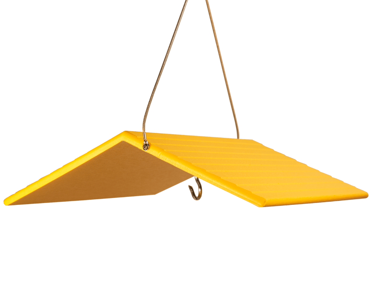 JCS Wildlife Large Poly Weather Cover in vibrant yellow, designed to protect bird feeders from rain and snow.