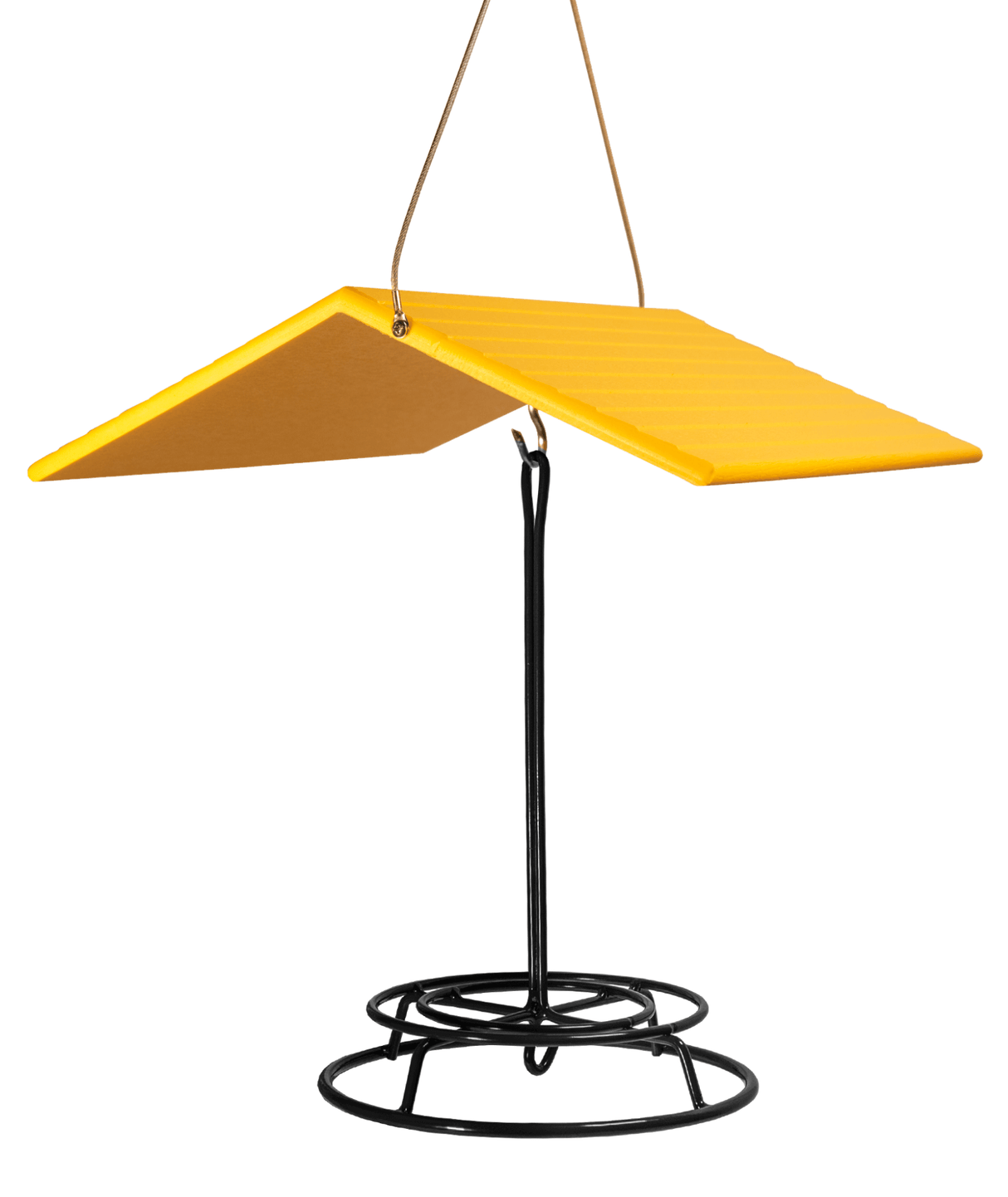 JCS Wildlife Large Poly Weather Cover for bird feeders, durable poly material, protects from weather with a bright yellow roof.