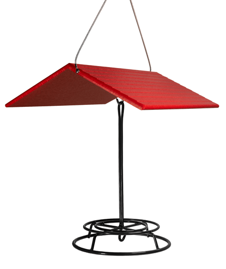 JCS Wildlife Large Poly Weather Cover for bird feeder, durable and weather-resistant design in red.