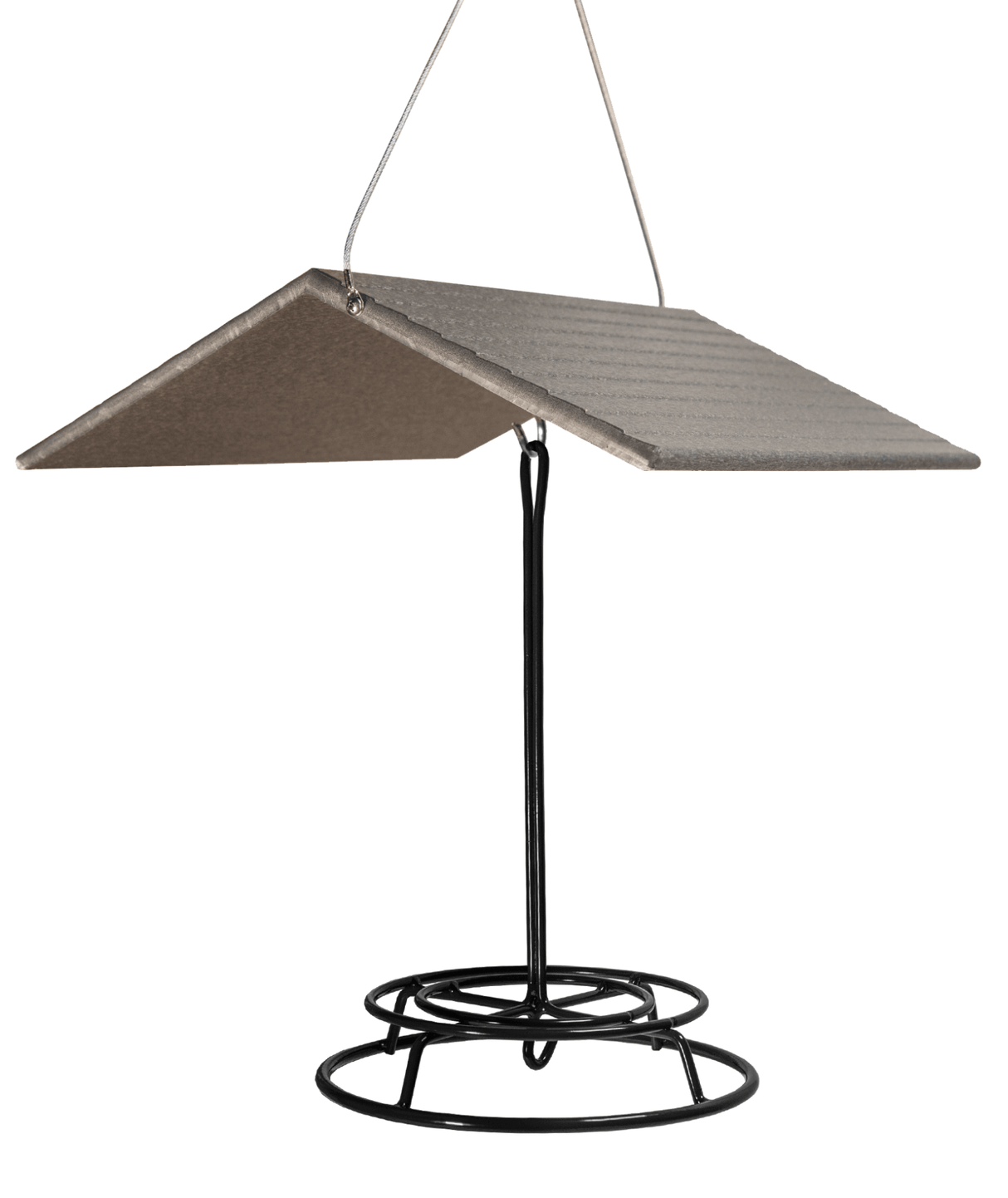 JCS Wildlife Large Poly Weather Cover above a bird feeder, made from recycled poly lumber for weather protection.