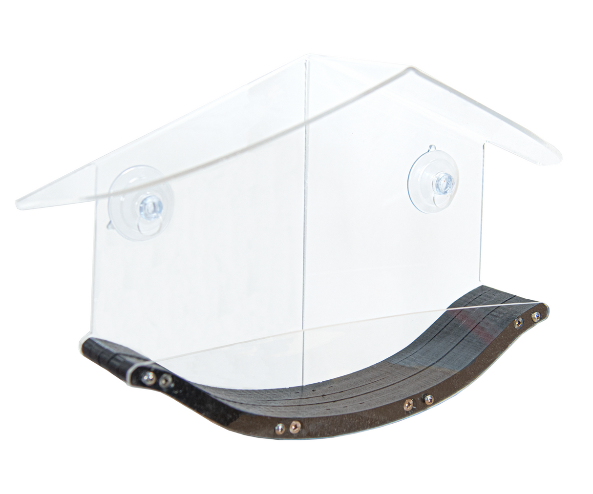 JCS Wildlife Swoop Window Bird Feeder - Clear acrylic and eco-friendly design, holds 2 cups of bird seed.
