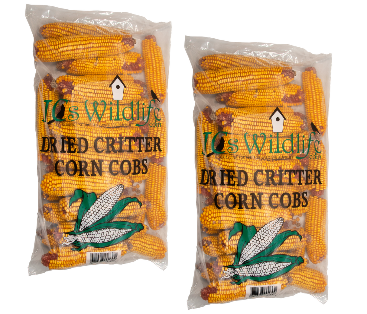 JCS Wildlife Dried Squirrel Corn Cobs pack of two bags, ideal snack for squirrels and backyard critters.