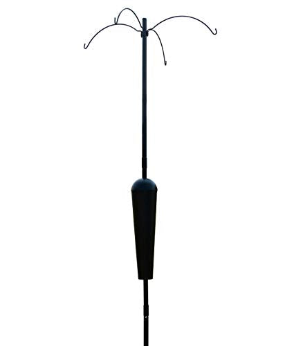 Squirrel Stopper Sequoia Squirrel Proof Pole System with 4 hanging stations for bird feeders.
