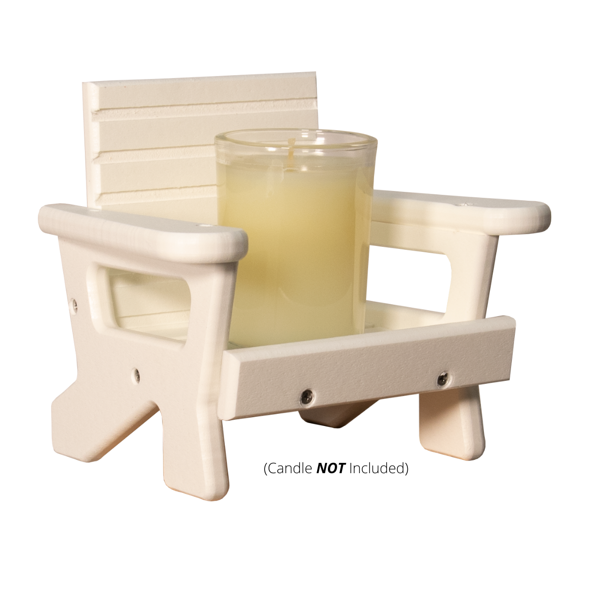 JCS Wildlife Mini White Adirondack Chair Candle Holder for 3" candle, perfect for Lake Life decor