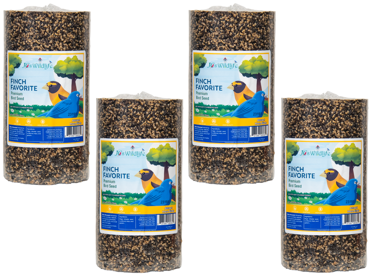 JCS Wildlife Finch Favorite Premium Bird Seed Small Cylinder for attracting finches to your backyard.