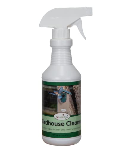 JCS Wildlife Birdhouse Cleaner 16 oz. Spray bottle with a natural enzyme formula for safe birdhouse cleaning.