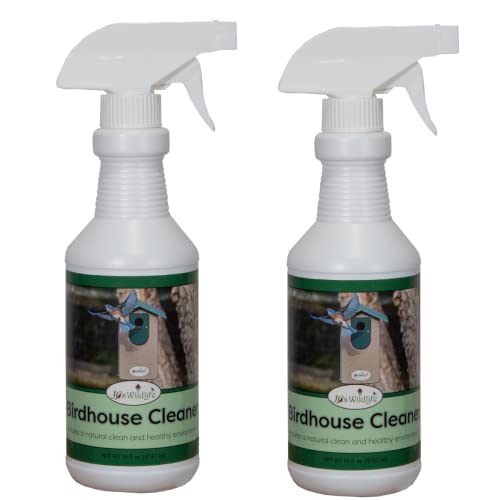 JCS Wildlife Birdhouse Cleaner 16 oz. spray bottle, natural enzyme formula for safe birdhouse cleaning.