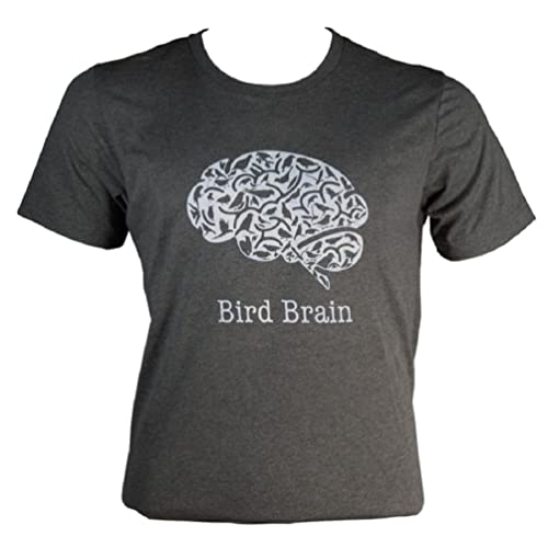 JCs Wildlife Bird Brain Shirt in large size, gray color, featuring a unique brain design for birding enthusiasts.