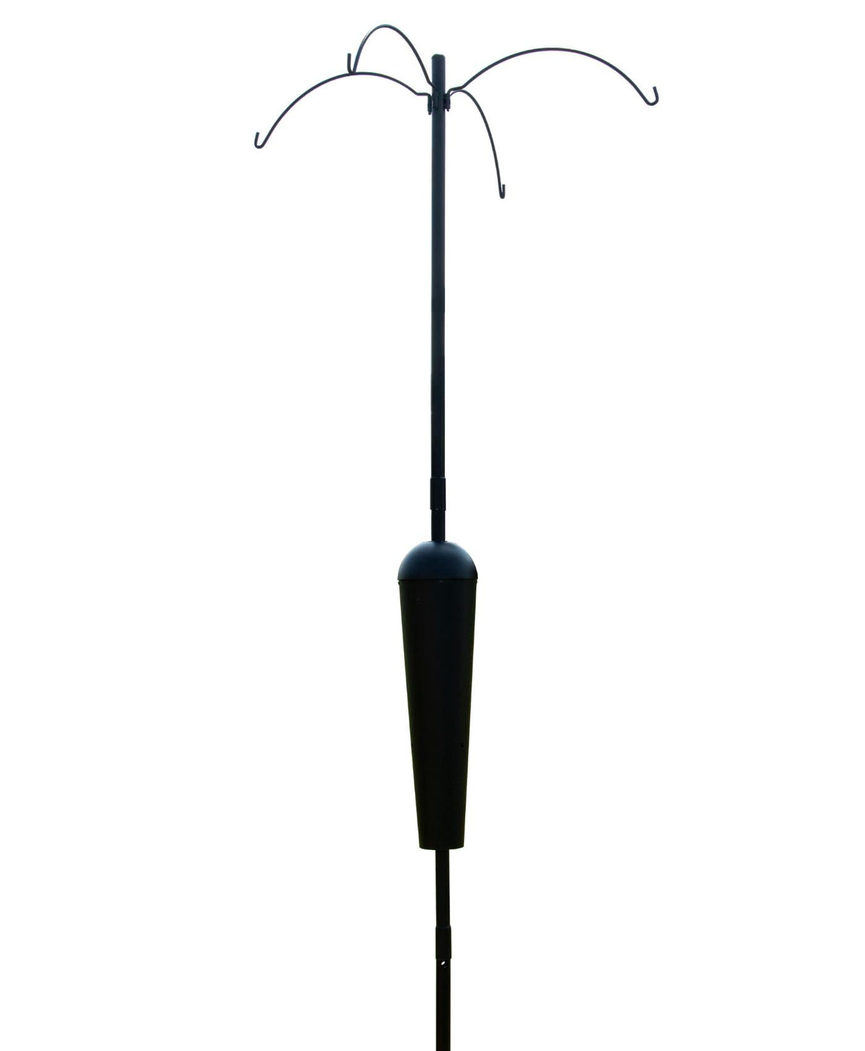 Squirrel Stopper Sequoia Squirrel Proof Pole System with 4 hanging stations for bird feeders.