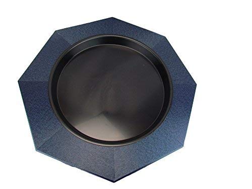 Unknown artist octagonal lacquered tray with a dark inner well and a textured navy blue outer rim showing subtle variations in shade and sheen