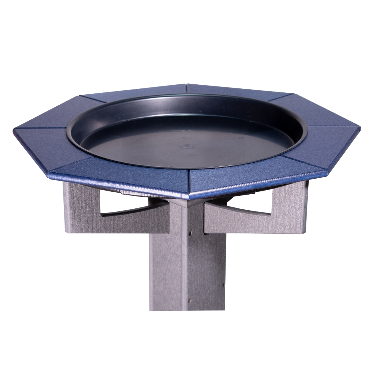 JCS Wildlife Poly Lumber Gray Pedestal Garden Bird Bath with deep basin for birds to enjoy bathing.