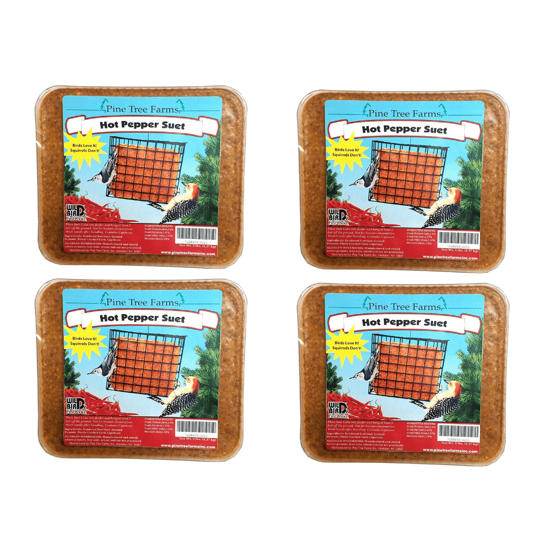 Pine Tree 1441 Hot Pepper Suet Cake, 3-pound packs, ideal for attracting birds and deterring squirrels.