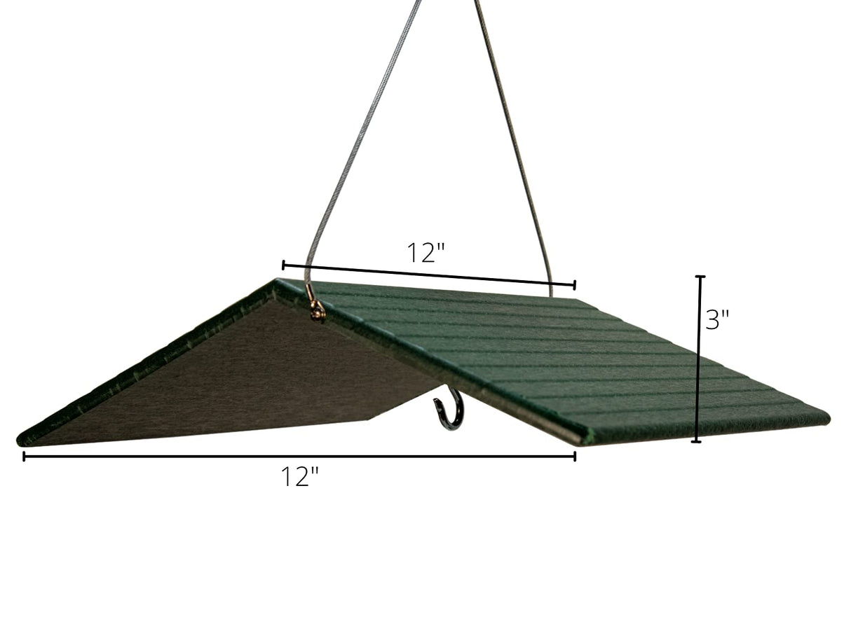 JCS Wildlife Large Poly Weather Cover hanging roof for bird feeders, 12" x 12" x 3", made from recycled poly lumber.