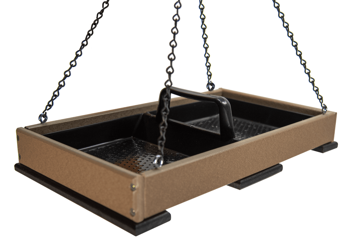 JCS Wildlife Large Poly Lumber Hanging Platform Feeder with removable tray and chains for easy hanging.
