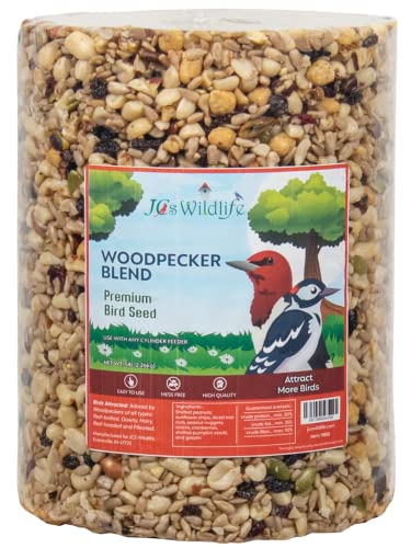 JCS Wildlife Woodpecker Blend Bird Seed Large Cylinder, 5 lb. Premium blend for attracting woodpeckers.