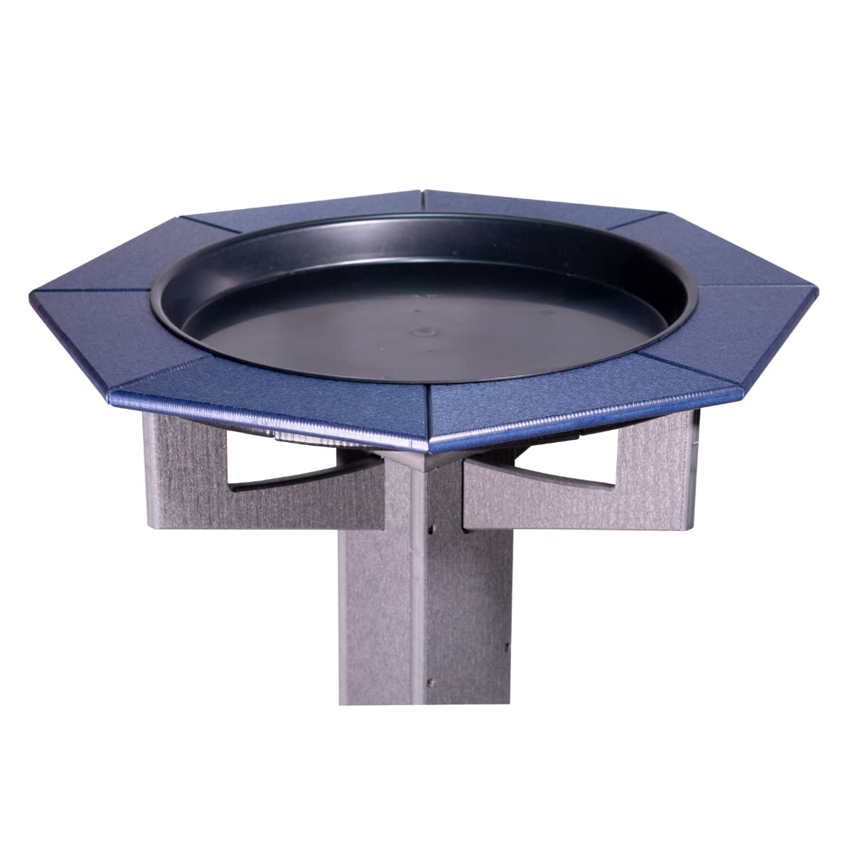 JCS Wildlife Poly Lumber Gray Pedestal Garden Bird Bath with a deep octagonal basin for birds.