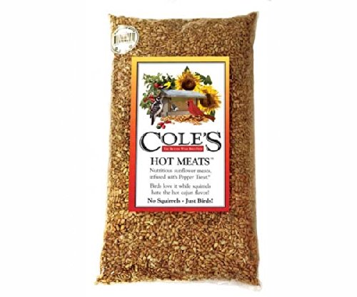 Cole's Hot Meats Bird Seed 5 lb Bag, nutritious sunflower meats infused with habanero chilies, perfect for attracting birds.