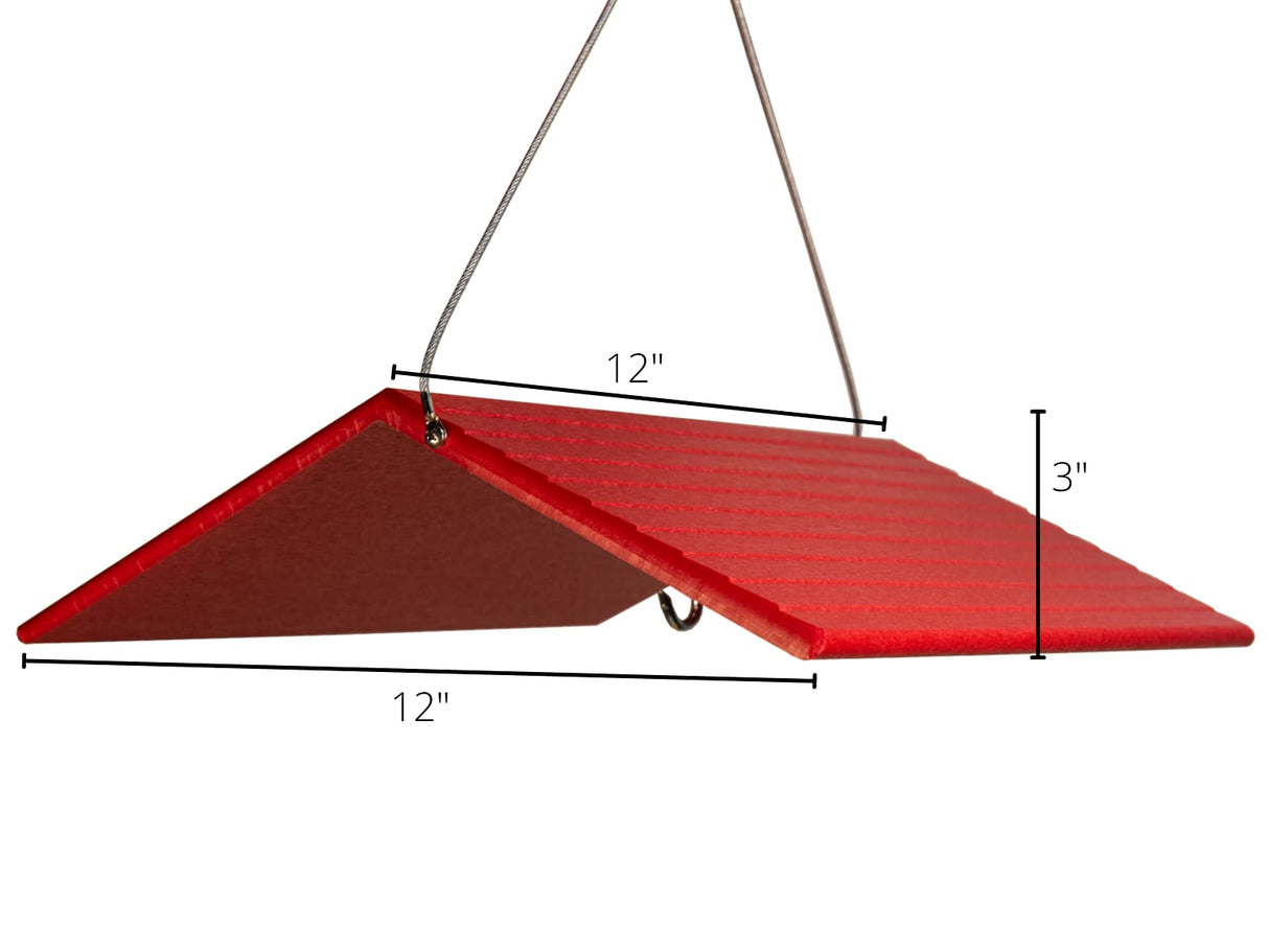 JCS Wildlife Large Poly Weather Cover in red, 12x12 inches with a 3-inch height, perfect for bird feeders or houses.