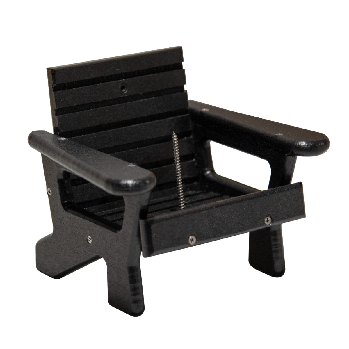 JCS Wildlife Black Squirrel Chair Feeder - Holds 1 Dried Corn Cob for squirrels to snack comfortably.