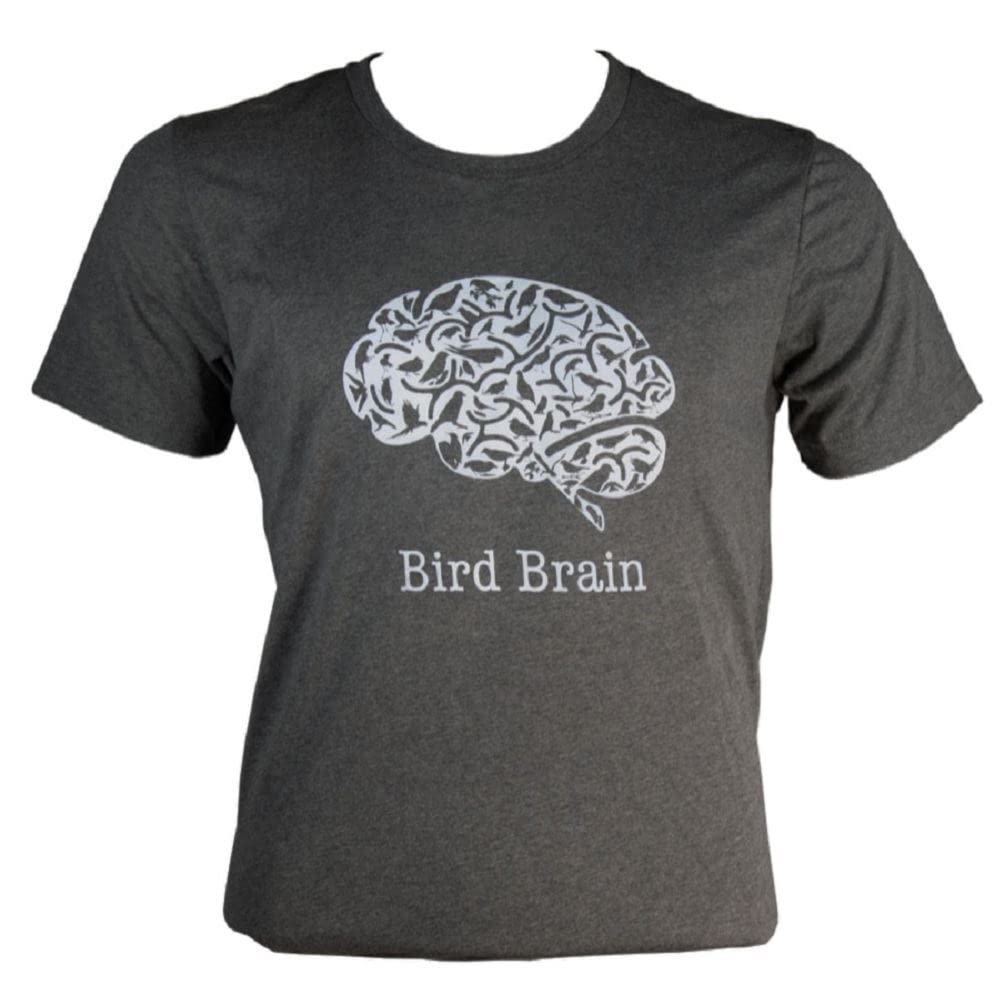 JCs Wildlife Bird Brain Shirt in gray, featuring a unique bird design on a soft, comfortable t-shirt.