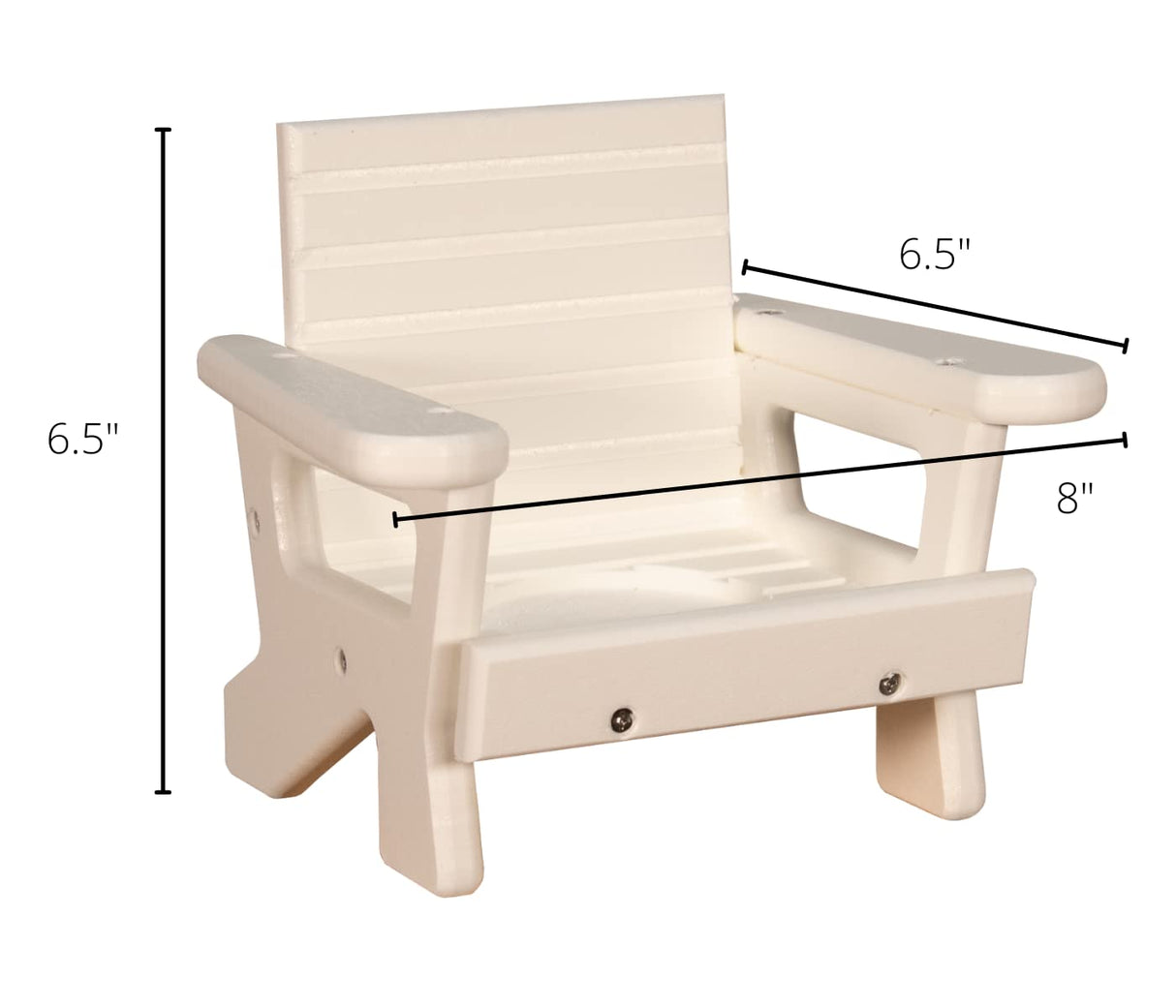 JCS Wildlife Mini White Adirondack Chair Candle Holder dimensions 6.5" height, 8" width, perfect for candles and drinks.