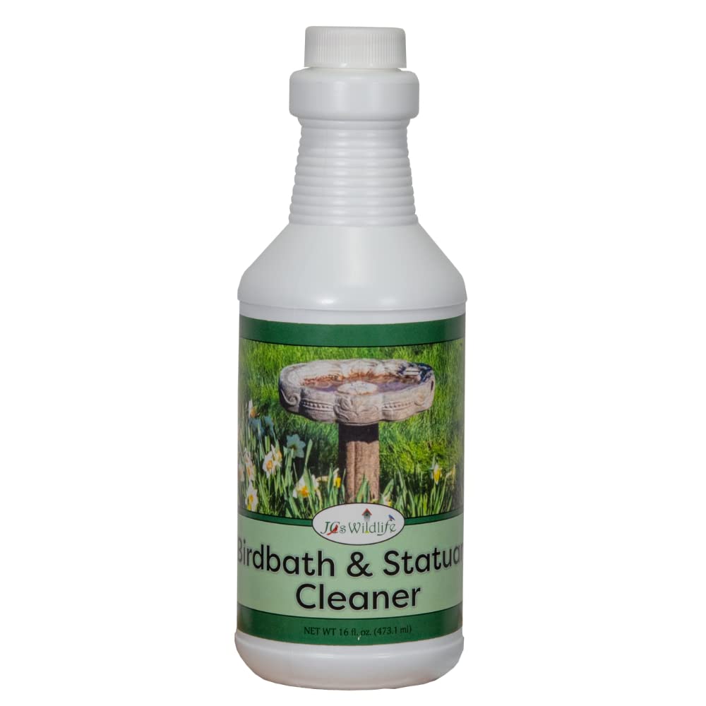 JCS Wildlife Birdbath & Statuary Cleaner 16 oz. spray bottle for easy cleaning of birdbaths and statues.