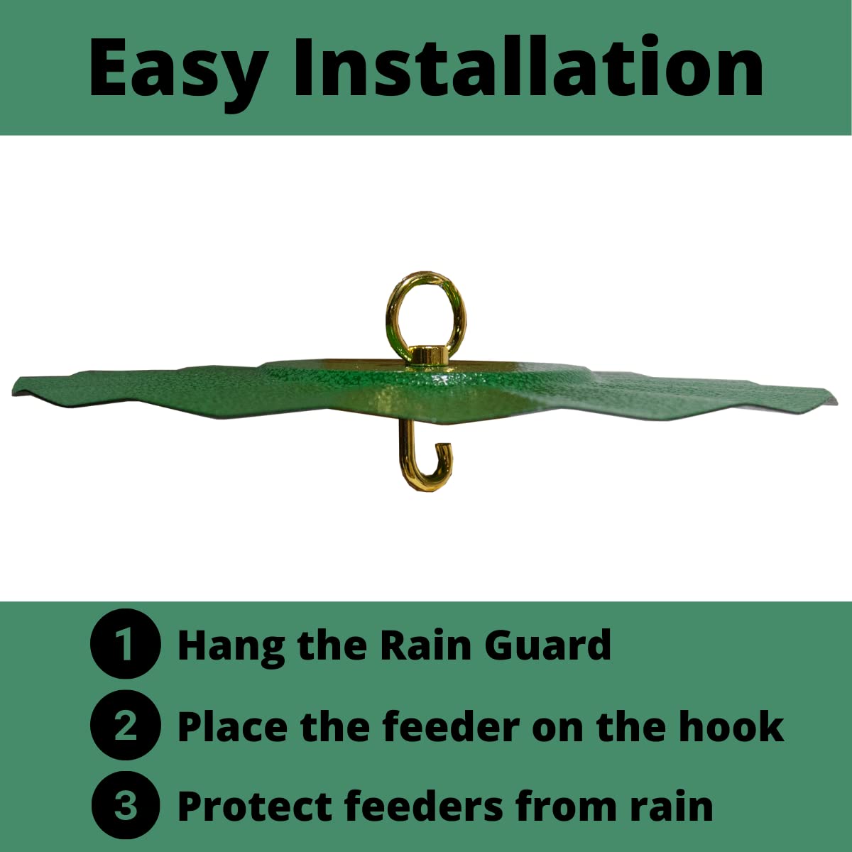 JCS Wildlife 9.5" Rain Guard with instructions for easy installation and protection from rain.