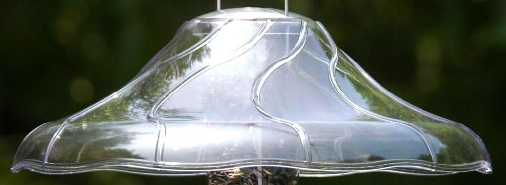 Aspects 383 Fancy Swirl Protective Dome for Tube Feeders, 14" diameter, clear design for rain and snow protection.