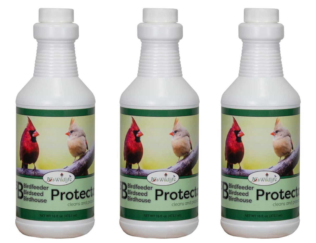 JCS Wildlife 3B Bird Seed protector spray to clean bird feeders and houses, safe for all surfaces, 16 oz.