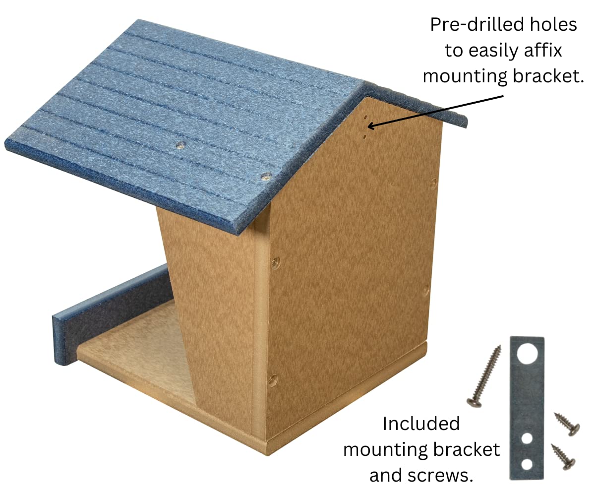 JCs Wildlife Modern Style All Poly Lumber Robin Roost with pre-drilled holes for easy installation and included mounting bracket.