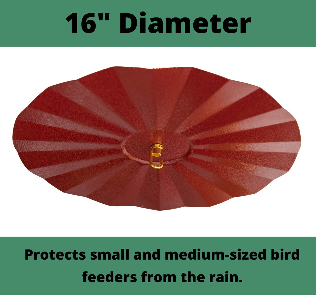 JCS Wildlife 16" Metal Rain Guard with 16" diameter, keeping bird feeders dry from rain.