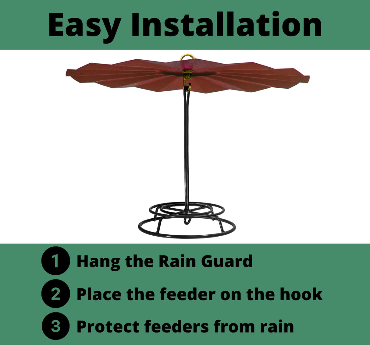 Easy installation guide for JCS Wildlife 16" Metal Rain Guard and Cylinder Feeder Kit.